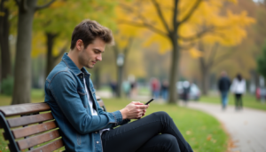 A man on his phone browsing